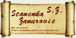 Stamenka Zamurović vizit kartica
